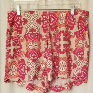 Women's Scalloped Edge Shorts Artsy Design Elastic Flat Waistband Boutique Large